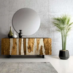 Viadurini Living Sideboards-Wohnzimmer-Sideboard mit 3 Türen in Eichen- und Kunstharzoptik Saturn - Lars