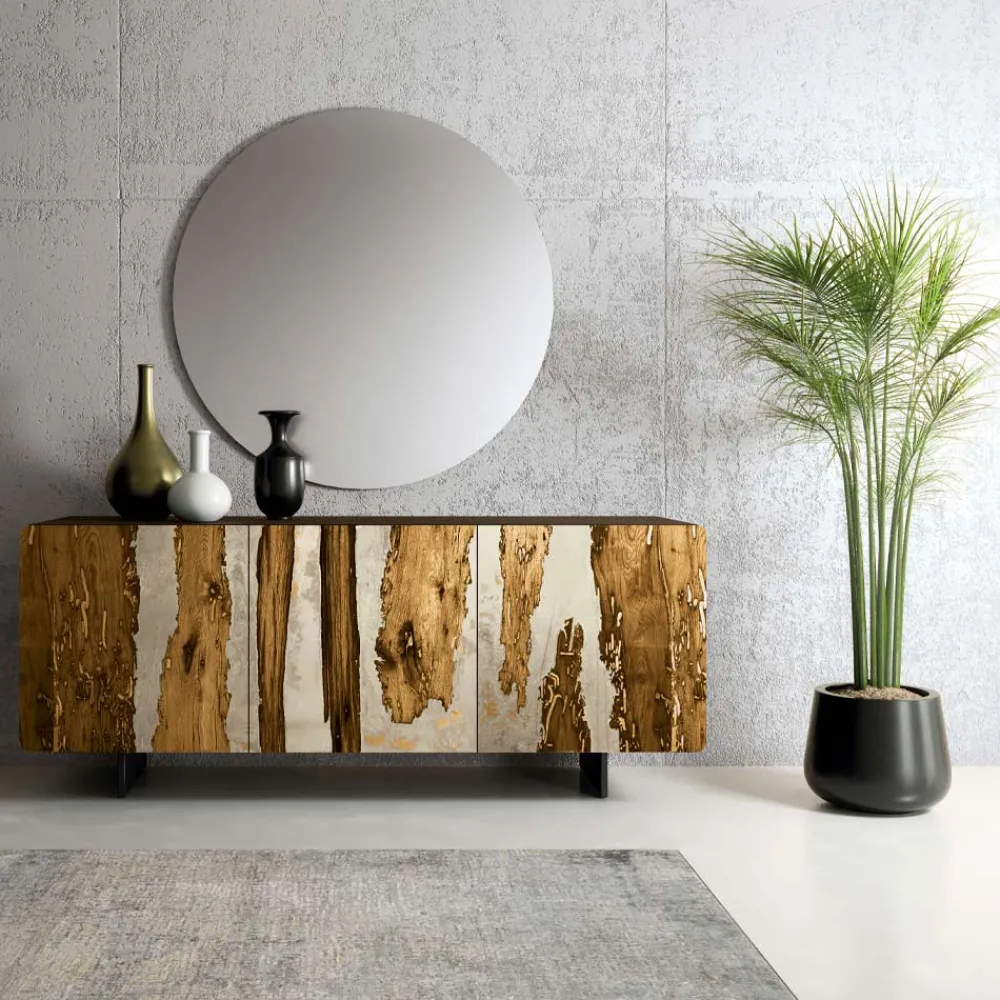 Viadurini Living Sideboards-Wohnzimmer-Sideboard mit 3 Türen in Eichen- und Kunstharzoptik Saturn - Lars