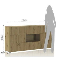 Viadurini Living Sideboards-Wohnzimmer-Sideboard mit 4 Flügeltüren und 1 offenem Fach – Natrium