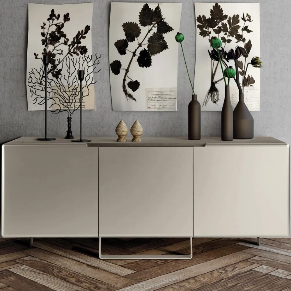 Viadurini Living Sideboards-Wohnzimmer-Sideboard mit 3 Türen in Nickel-Finish, hergestellt in Italien – Foglio