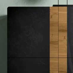 Viadurini Living Sideboards-Wohnzimmer-Sideboard mit 4 Türen in rustikaler geknoteter Eiche und anthrazitfarbenem Glas – Ove