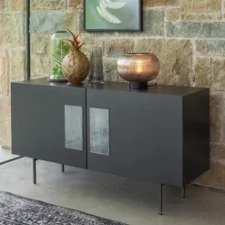 Viadurini Living Sideboards-Wohnzimmer-Sideboard mit 2 oder 3 Türen und Glaseinsätzen Made in Italy - Olivo