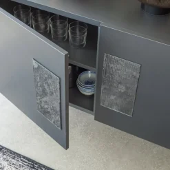 Viadurini Living Sideboards-Wohnzimmer-Sideboard mit 2 oder 3 Türen und Glaseinsätzen Made in Italy - Olivo