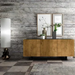 Viadurini Living Sideboards-Wohnzimmer-Sideboard mit 3 Türen in geknoteter Eiche, Country-Optik, hergestellt in Italien – Arne