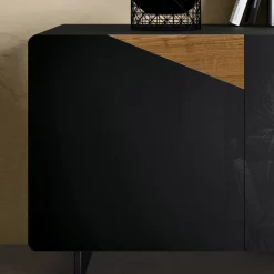 Viadurini Living Sideboards-Wohnzimmer-Sideboard mit 2 Türen in rustikaler geknoteter Eiche und anthrazitfarbenem Glas – Ove