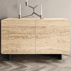Viadurini Living Sideboards-Wohnzimmer-Sideboard mit 2 Türen in Travertin-Marmor-Finish, hergestellt in Italien – Jon