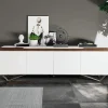 Viadurini Living Sideboards-Wohnzimmer-Sideboard mit 4 Türen in Weiß und Canaletto-Finish, hergestellt in Italien – Any