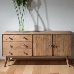 Viadurini Living Sideboards-Wohnzimmer-Sideboard mit 2 Türen und 3 Schubladen aus recyceltem Holz - Slide