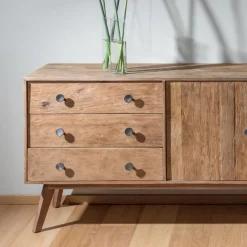 Viadurini Living Sideboards-Wohnzimmer-Sideboard mit 2 Türen und 3 Schubladen aus recyceltem Holz - Slide