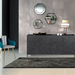 Viadurini Living Sideboards-Wohnzimmer-Sideboard mit Melamin-Marmor-Finish, hergestellt in Italien – Zink