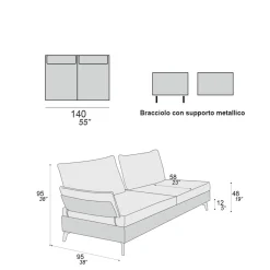 Viadurini Living Moderne Sofas-Wohnzimmersofa mit 2 Rückenlehnen und 2 beweglichen Armlehnen - Precious