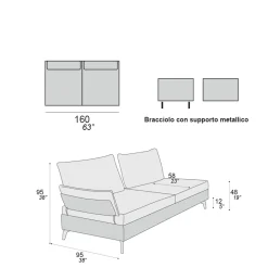 Viadurini Living Moderne Sofas-Wohnzimmersofa mit 2 Rückenlehnen und 2 beweglichen Armlehnen - Precious