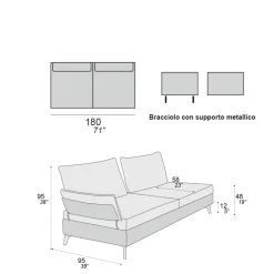 Viadurini Living Moderne Sofas-Wohnzimmersofa mit 2 Rückenlehnen und 2 beweglichen Armlehnen - Precious