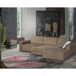 Viadurini Living Moderne Sofas-Wohnzimmersofa mit Halbinsel aus Tortora-Stoff Made in Italy - Burgund