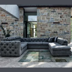 Viadurini Living Moderne Sofas-Wohnzimmersofa mit verstellbarer Kopfstütze und Halbinsel - Unleashed