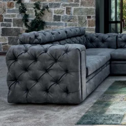 Viadurini Living Moderne Sofas-Wohnzimmersofa mit verstellbarer Kopfstütze und Halbinsel - Unleashed