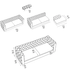 Viadurini Living Moderne Sofas-Wohnzimmersofa mit verstellbarer Kopfstütze und Halbinsel - Unleashed