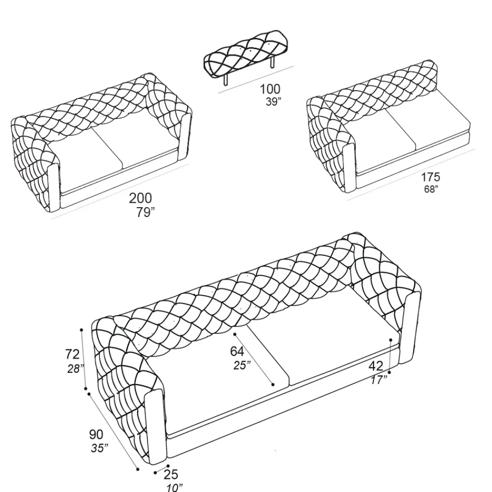 Viadurini Living Moderne Sofas-Wohnzimmersofa mit verstellbarer Kopfstütze Made in Italy - Unleashed