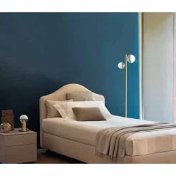 Il Fanale Designer Stehlampen-Wohnzimmer-Stehlampe mit 2 Lichtern aus natürlichem Messing und Glas - Molecola von