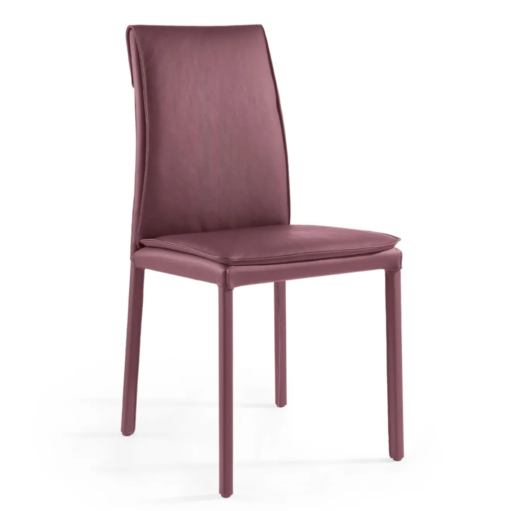 Viadurini Living Design Stühle-Wohnzimmerstuhl aus burgunderrotem Leder und Stahl, hergestellt in Italien – Cat
