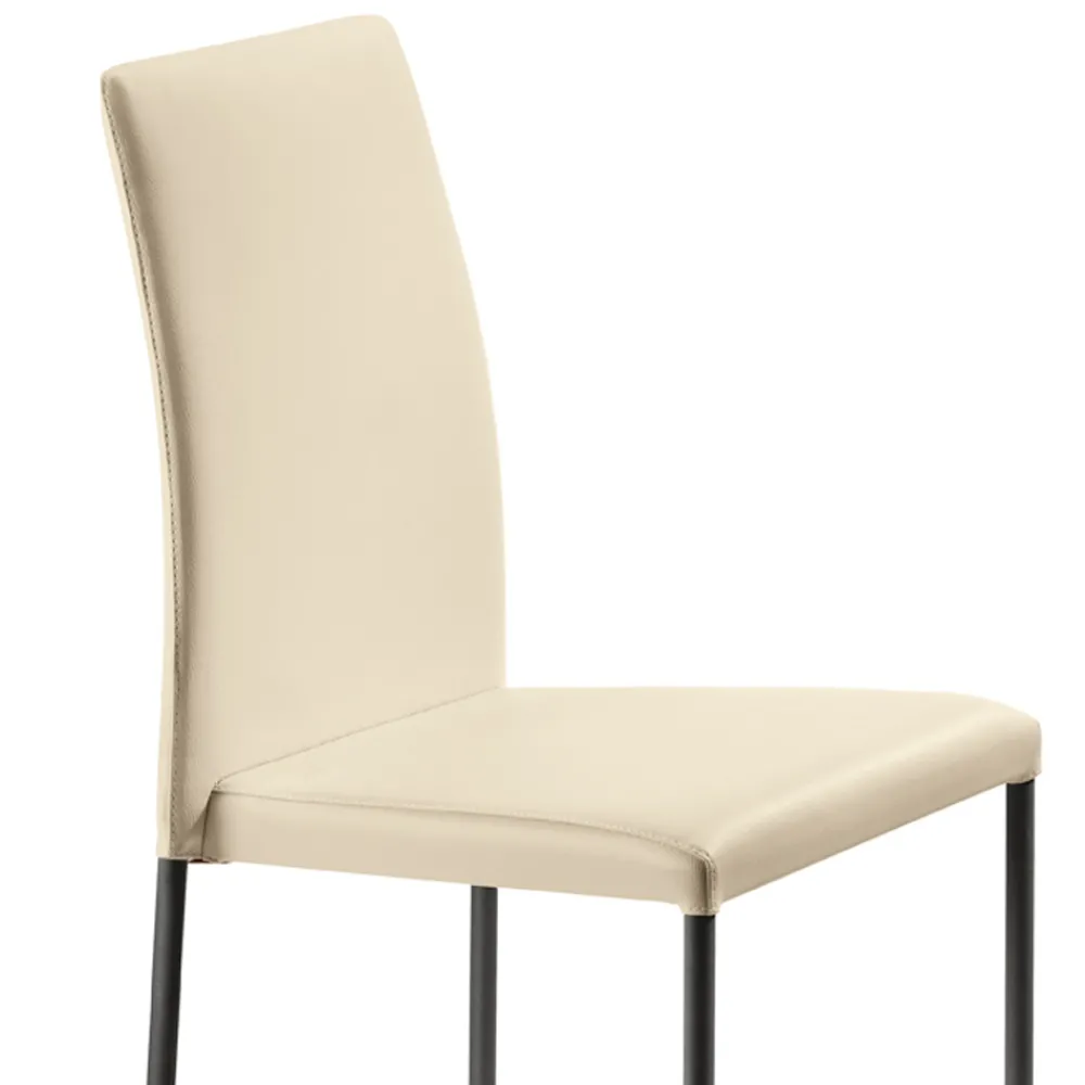 Viadurini Living Design Stühle-Wohnzimmerstuhl aus elfenbeinfarbenem Leder und Stahl, hergestellt in Italien – Kind