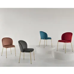 Viadurini Living Moderne Stühle-Wohnzimmerstuhl aus gepolstertem Samt und goldenem Metall 4 Stück - Assunta