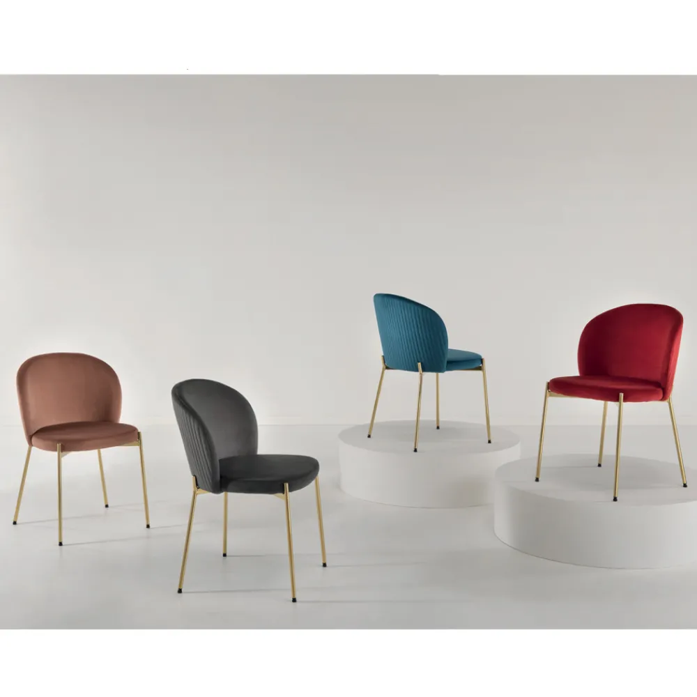 Viadurini Living Moderne Stühle-Wohnzimmerstuhl aus gepolstertem Samt und goldenem Metall 4 Stück - Assunta