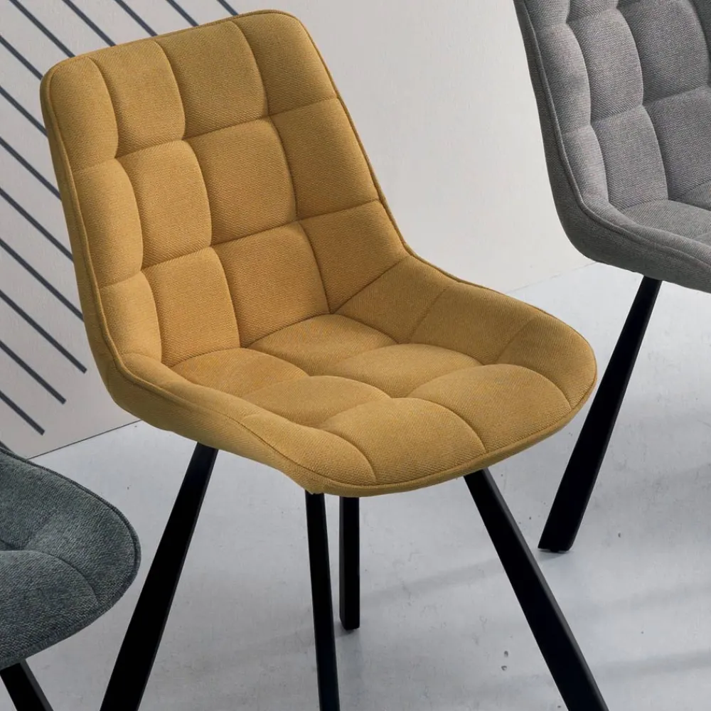 Viadurini Living Moderne Stühle-Wohnzimmerstuhl aus gepolstertem Stoff und lackiertem Metall 4 Stück - Raggia