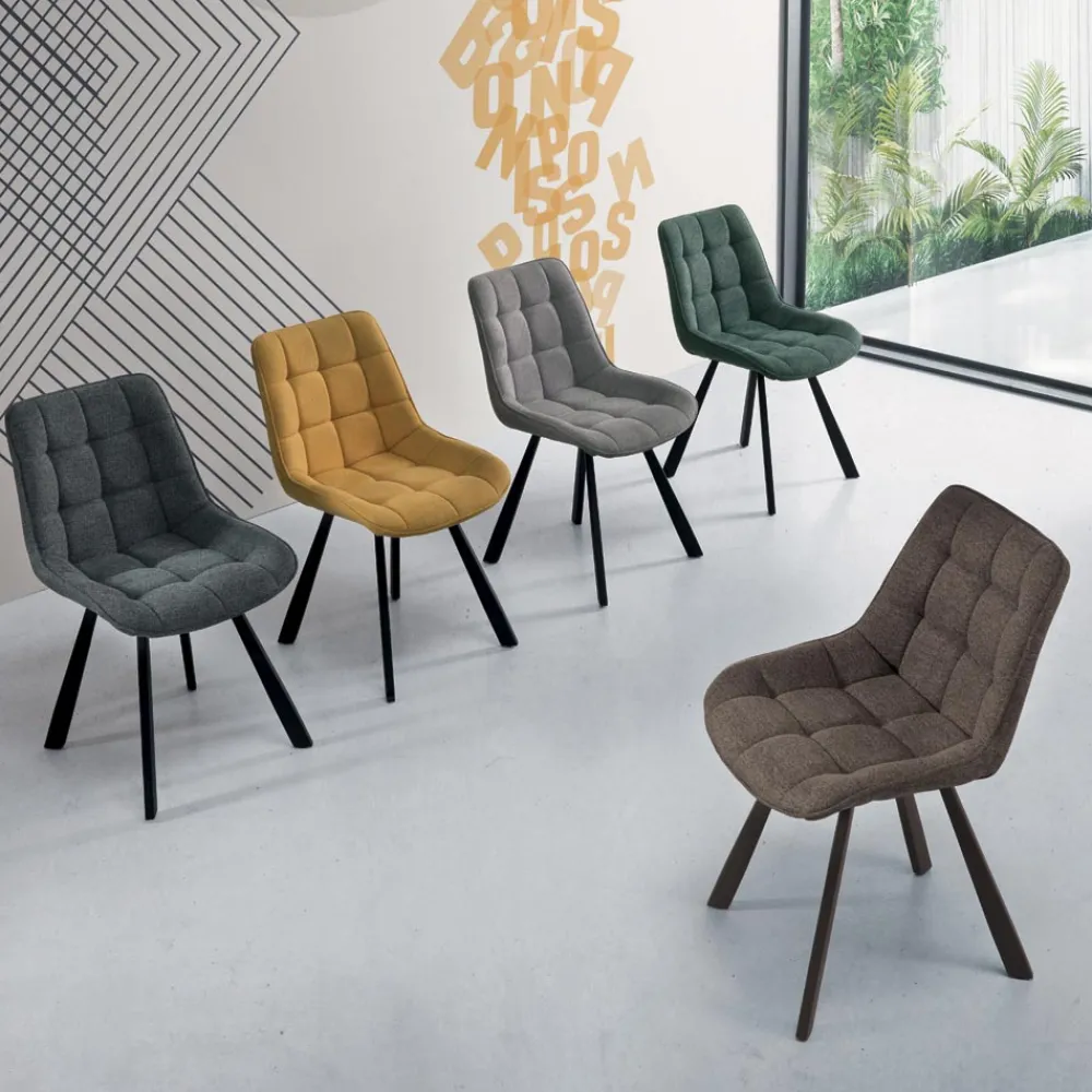 Viadurini Living Moderne Stühle-Wohnzimmerstuhl aus gepolstertem Stoff und lackiertem Metall 4 Stück - Raggia