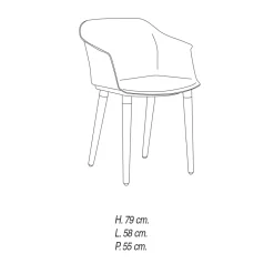 Viadurini Living Design Stühle-Wohnzimmerstuhl aus Holz und Polypropylen Made in Italy, 4 Stück - Marbella
