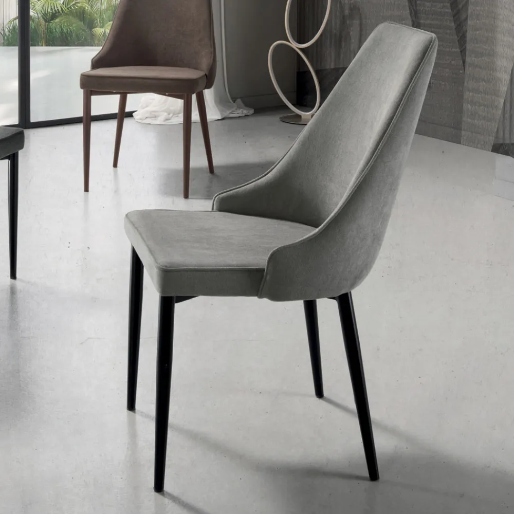 Viadurini Living Moderne Stühle-Wohnzimmerstuhl aus Stoff mit geformtem und gepolstertem Sitz 4 Stück - Isaak