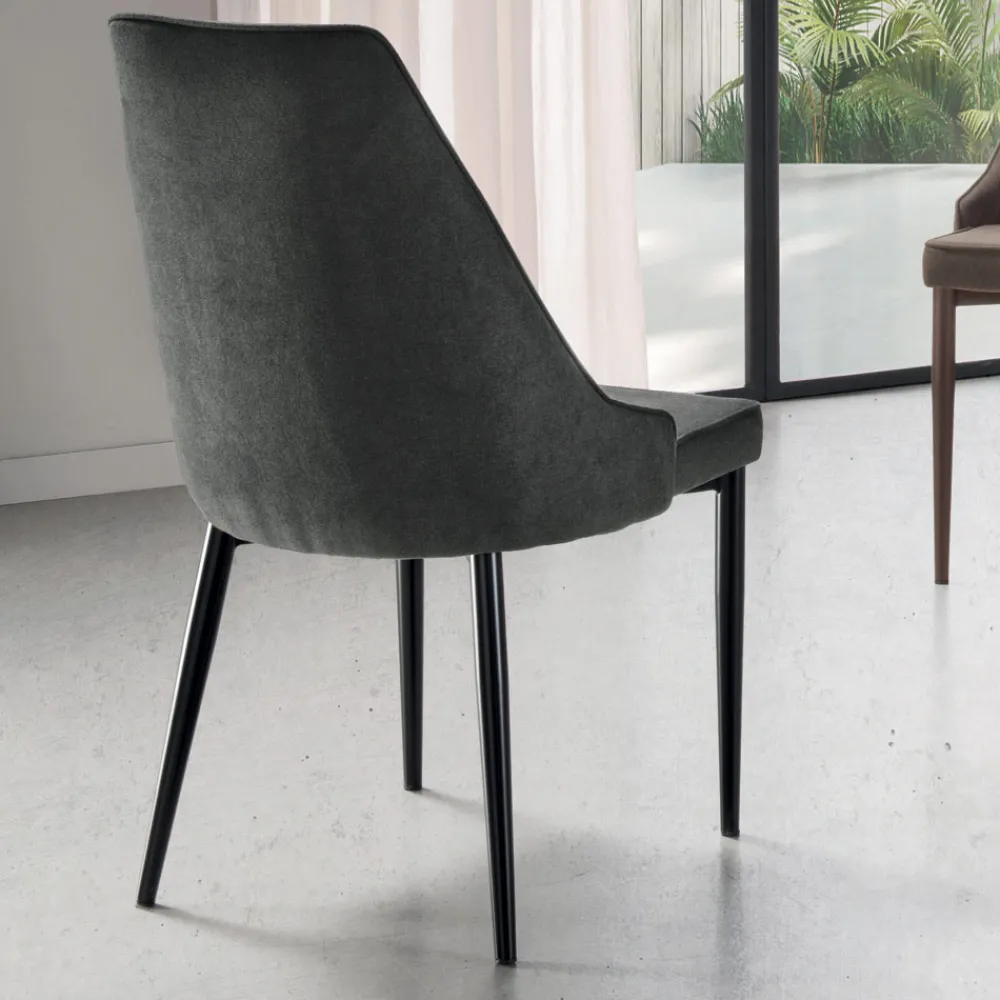 Viadurini Living Moderne Stühle-Wohnzimmerstuhl aus Stoff mit geformtem und gepolstertem Sitz 4 Stück - Isaak