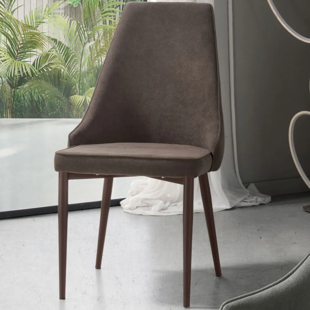 Viadurini Living Moderne Stühle-Wohnzimmerstuhl aus Stoff mit geformtem und gepolstertem Sitz 4 Stück - Isaak