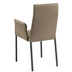 Viadurini Living Design Stühle-Wohnzimmerstuhl mit Armlehnen aus Leder in der Farbe Asche, hergestellt in Italien – Garten