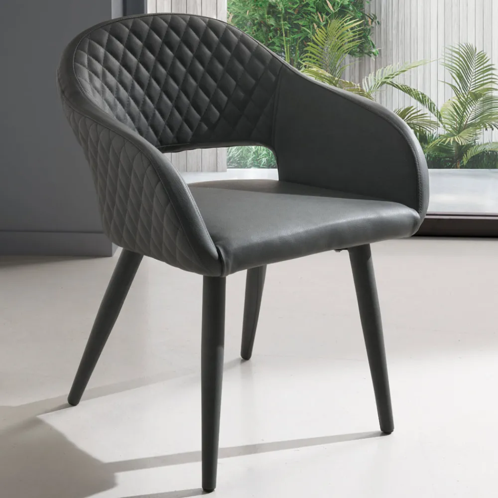 Viadurini Living Moderne Stühle-Wohnzimmerstuhl Sitz und Beine aus gepolstertem Kunstleder 2 Stück - Cupiolo