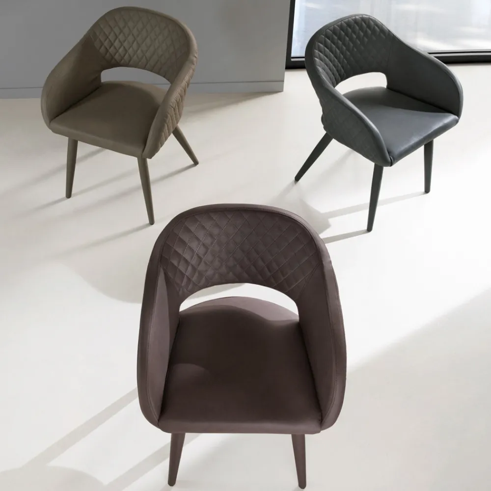 Viadurini Living Moderne Stühle-Wohnzimmerstuhl Sitz und Beine aus gepolstertem Kunstleder 2 Stück - Cupiolo