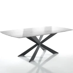 Viadurini Living Esstische-Wohnzimmertisch aus MDF mit Calacatta-Marmoreffekt – Chlor