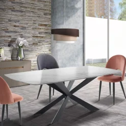 Viadurini Living Esstische-Wohnzimmertisch aus MDF mit Calacatta-Marmoreffekt – Chlor