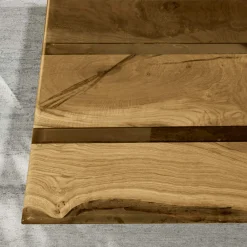 Viadurini Living Esstische-Wohnzimmertisch mit Eichenholzplatte und farbigem Epoxidharz – Miklas