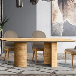 Viadurini Living Esstische-Wohnzimmertisch mit Holzplatte und -gestell, hergestellt in Italien – Auktion