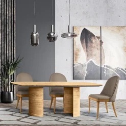 Viadurini Living Esstische-Wohnzimmertisch mit Holzplatte und -gestell, hergestellt in Italien – Auktion