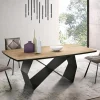 Viadurini Living Esstische-Wohnzimmertisch 200x100 aus Eichenfurnier und Metall - Cross