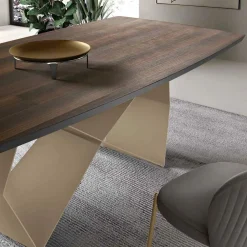 Viadurini Living Esstische-Wohnzimmertisch 200x100 aus Eichenfurnier und Metall - Cross