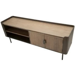 Viadurini Living Tv-Möbel-Wohnzimmer-TV-Ständer aus Tannenholz und Grauguss mit 2 Türen - Cooper