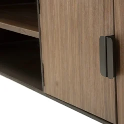 Viadurini Living Tv-Möbel-Wohnzimmer-TV-Ständer aus Tannenholz und Grauguss mit 2 Türen - Cooper