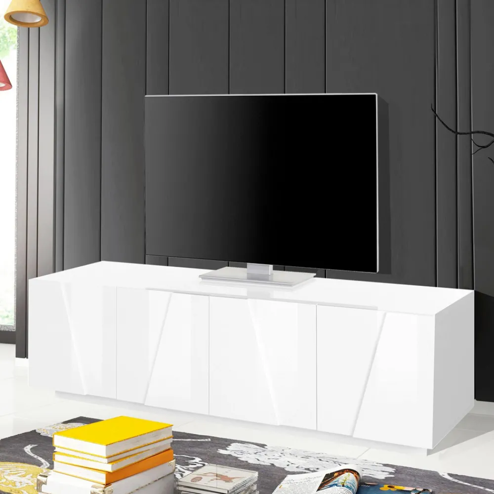 Viadurini Living Tv-Möbel-Wohnzimmer-TV-Ständer mit 4 Melamintüren Made in Italy - Naditza