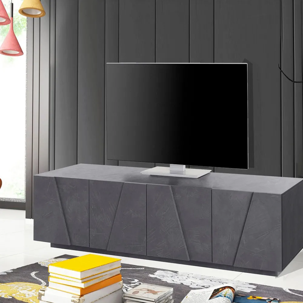 Viadurini Living Tv-Möbel-Wohnzimmer-TV-Ständer mit 4 Melamintüren Made in Italy - Naditza