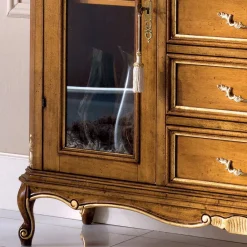 Viadurini Classic Vitrinen-Wohnzimmervitrine aus Holz mit 2 Türen und 5 Schubladen Made in Italy - Richard