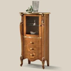 Viadurini Classic Vitrinen-Wohnzimmervitrine mit 1 Glastür und 3 Schubladen Made in Italy - London