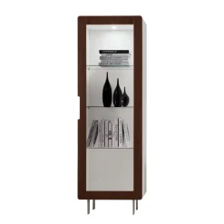 Viadurini Living Vitrinen-Wohnzimmervitrine mit 1 Tür in Weiß und Canaletto-Finish, hergestellt in Italien – Gerd